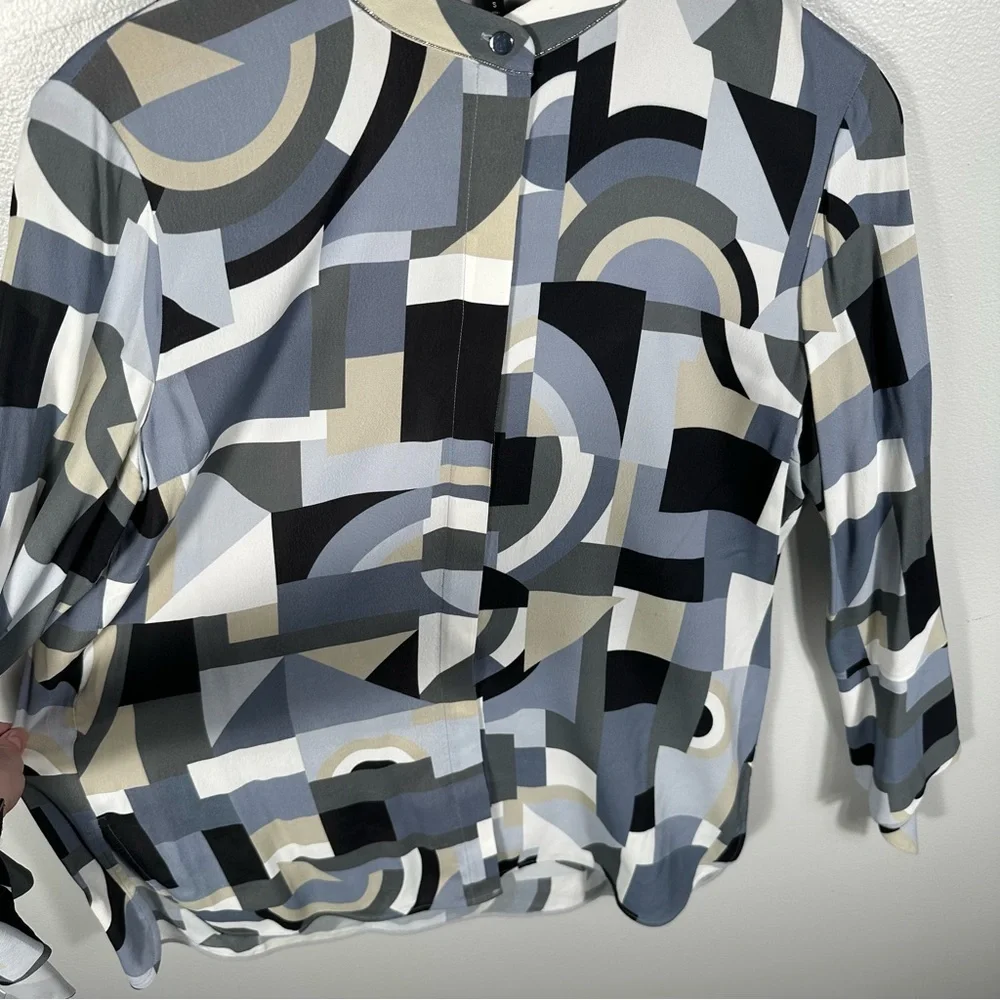 Lafayette 148 New York Scottie Abstract Geometric Blouse Size Small Contemporary - Picture 12 of 14